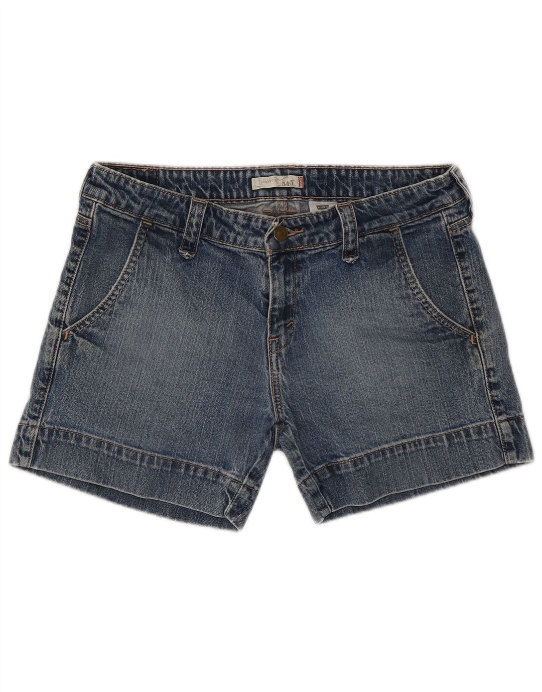 Shorts jeans feminino 545 da LEVI'S EUA 10 grande W32 algodão azul