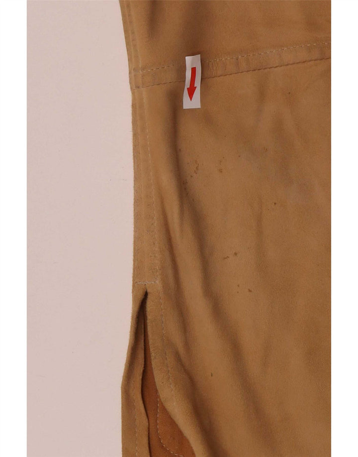 Jaqueta de couro feminina Enrico Mandelli UK 18 XL marrom clássico