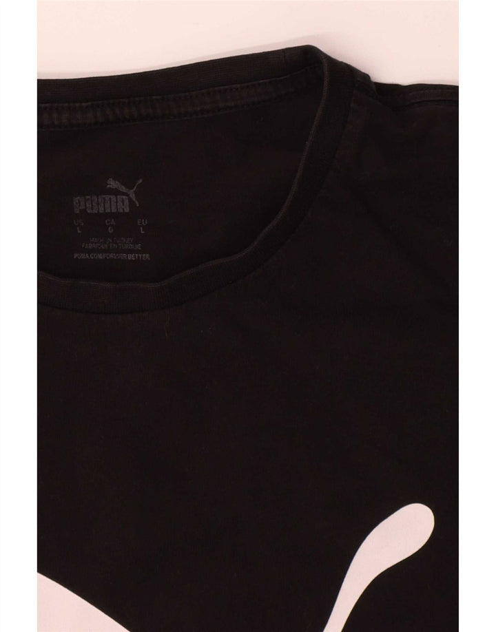 Puma Mens Graphic T-Shirt Top Grande Algodão Preto