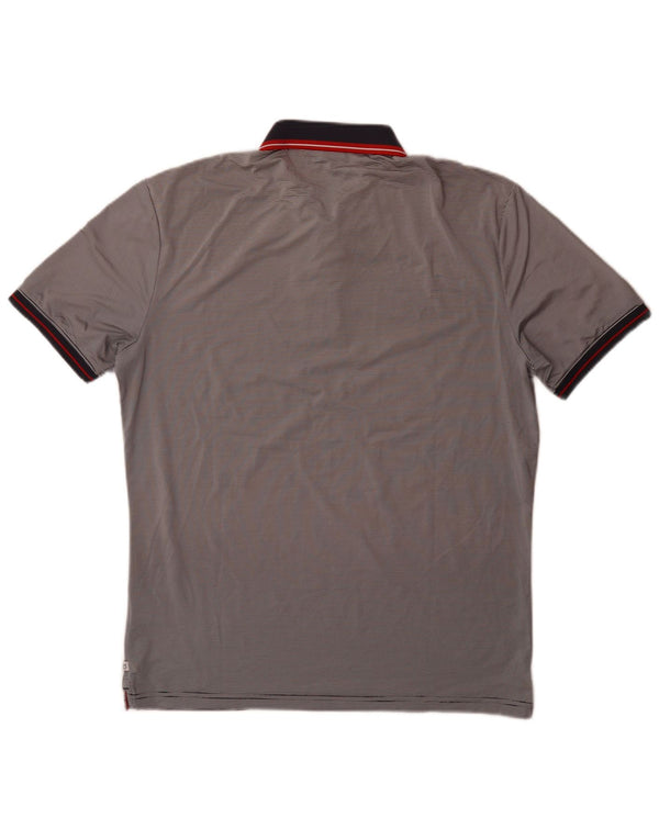 Camisa polo masculina Calvin Klein cinza médio listrado poliéster