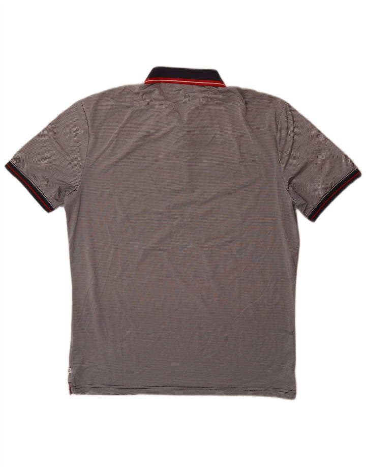 Camisa polo masculina Calvin Klein cinza médio listrado poliéster