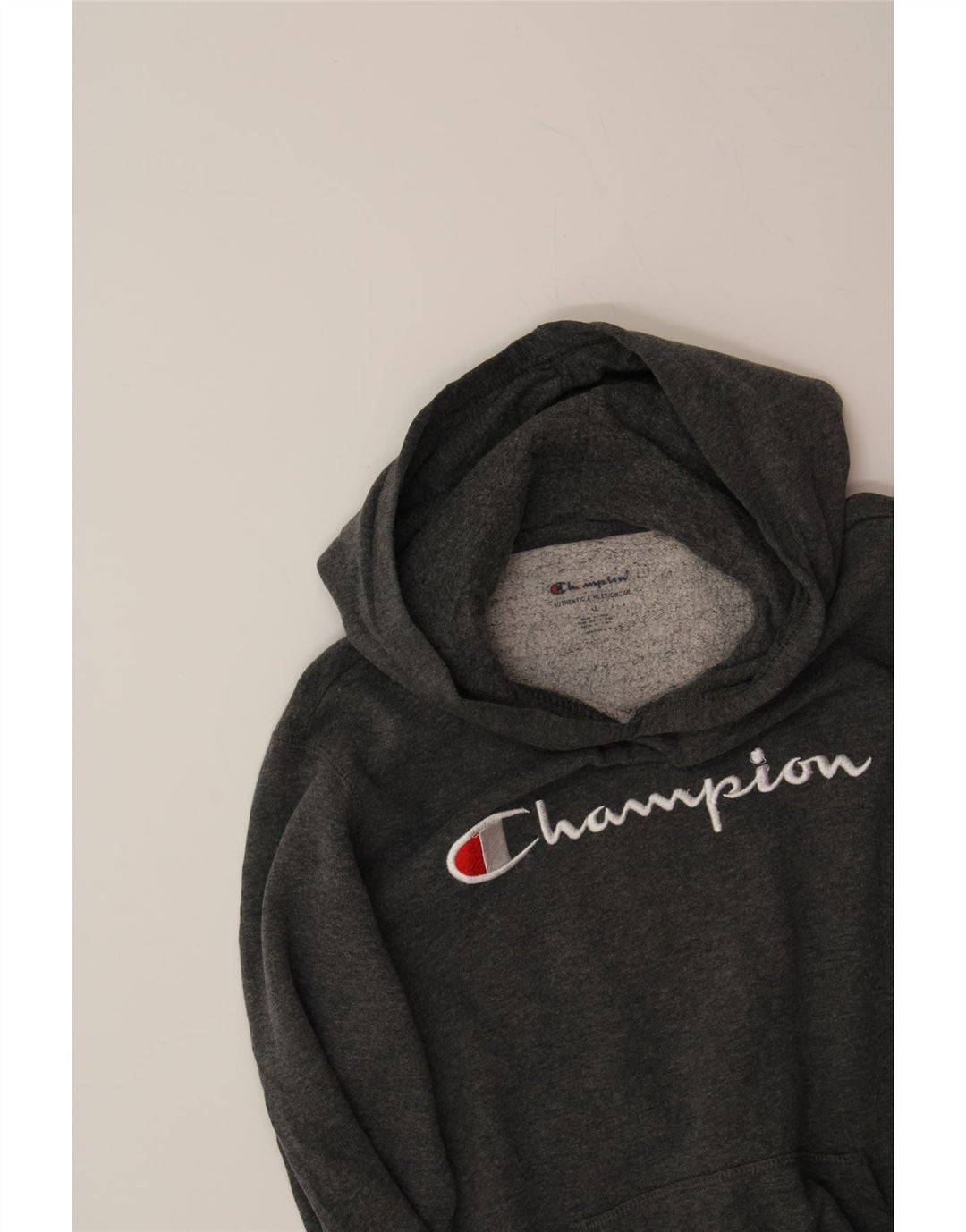 CHAMPION Womens Graphic Hoodie Jumper UK 18 XL Grey Vintage Champion and Second-Hand Champion from Messina Hembry 