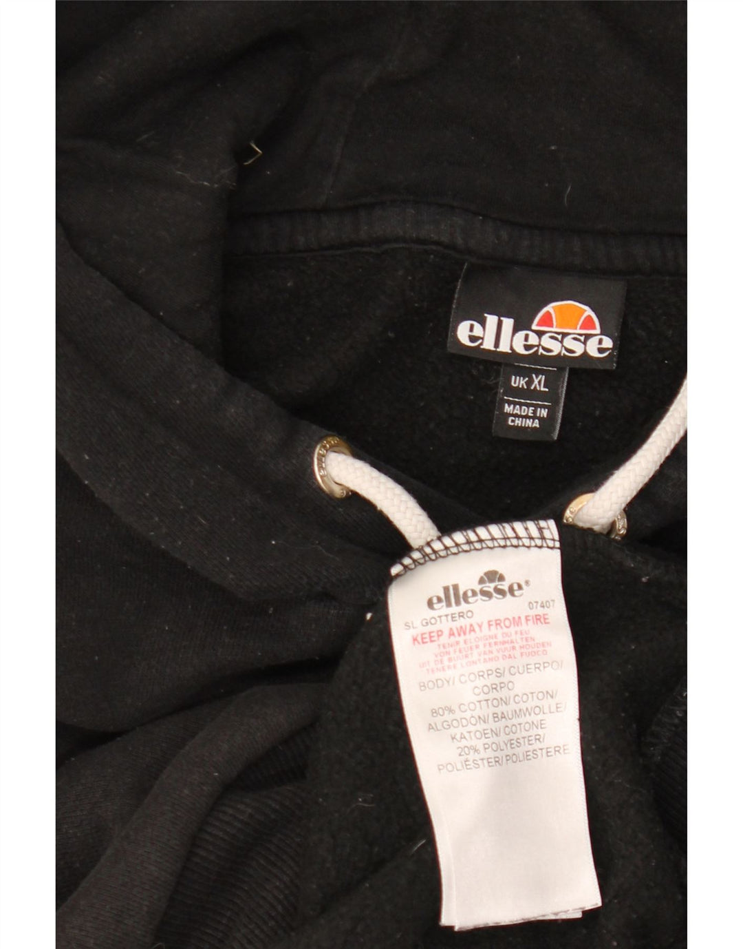 ELLESSE moletom com capuz gráfico masculino XL algodão preto