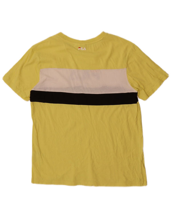Camiseta masculina Fila Graphic Top médio amarelo colorblock algodão