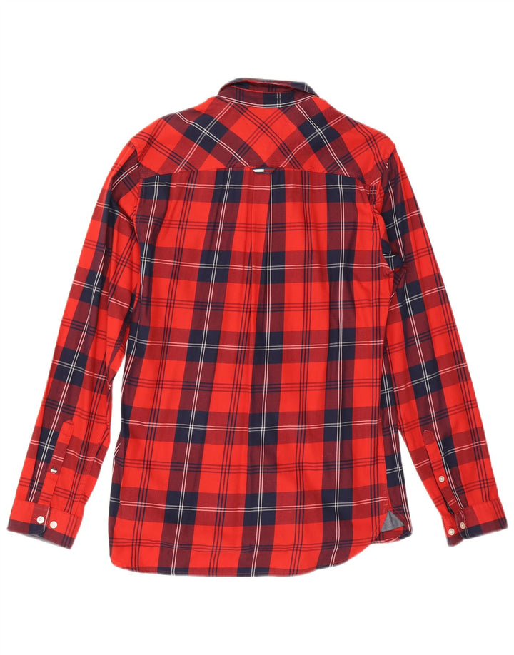 Camisa Tommy Hilfiger Masculina Regular Fit Médio Algodão Xadrez Vermelho