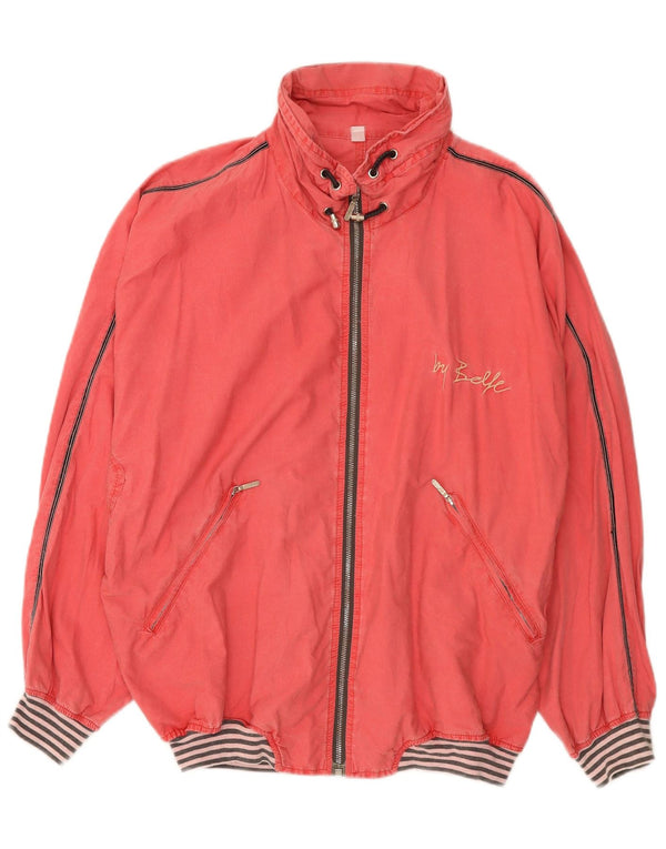 Jaqueta bomber vintage feminina de grandes dimensões IT 44 algodão rosa médio