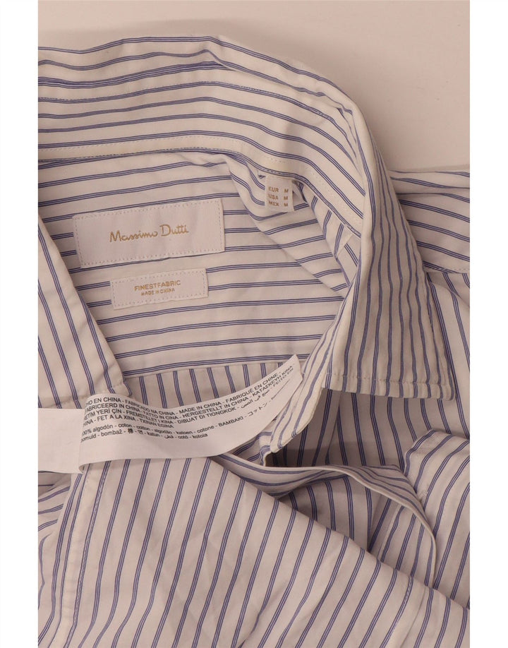 Camisa masculina Massimo Dutti de algodão listrado branco médio