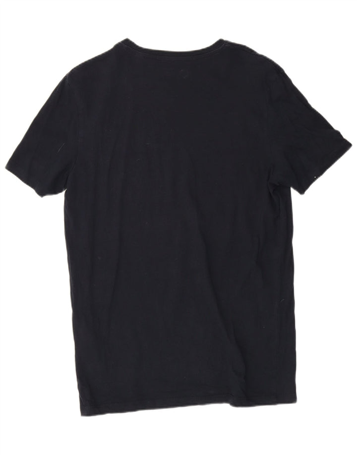 Camiseta gráfica masculina Jack & Jones Top médio algodão azul marinho