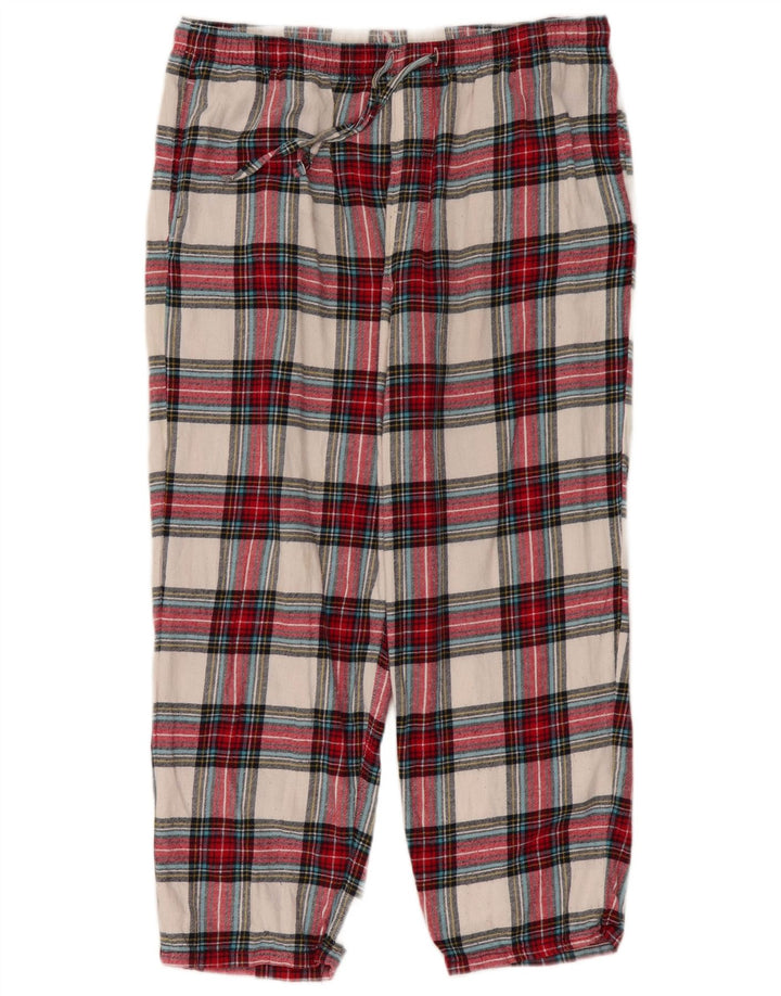 Calça chino feminina Marks & Spencer grande W34 L26 xadrez multicolorido