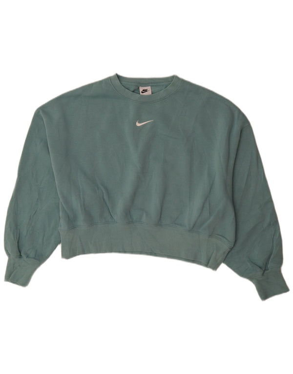Nike Womens Oversized Sweatshirt Jumper UK 6 XS Verde Algodão