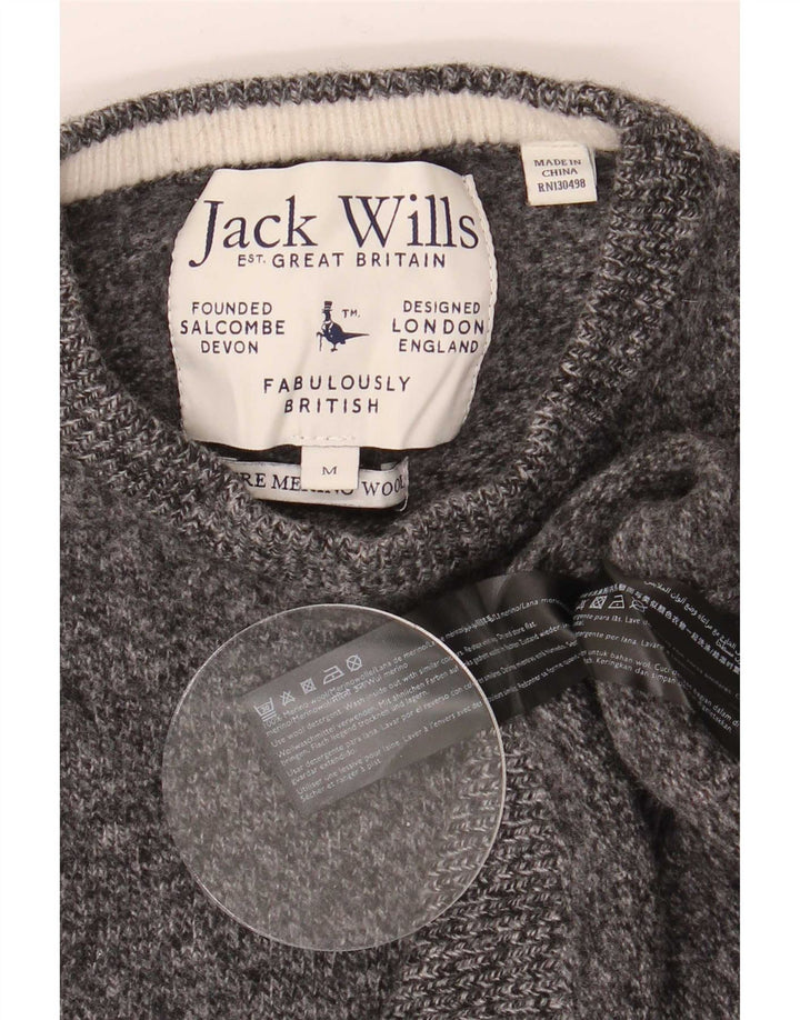 Suéter feminino Jack Wills com gola redonda Reino Unido 12 cinza médio manchado