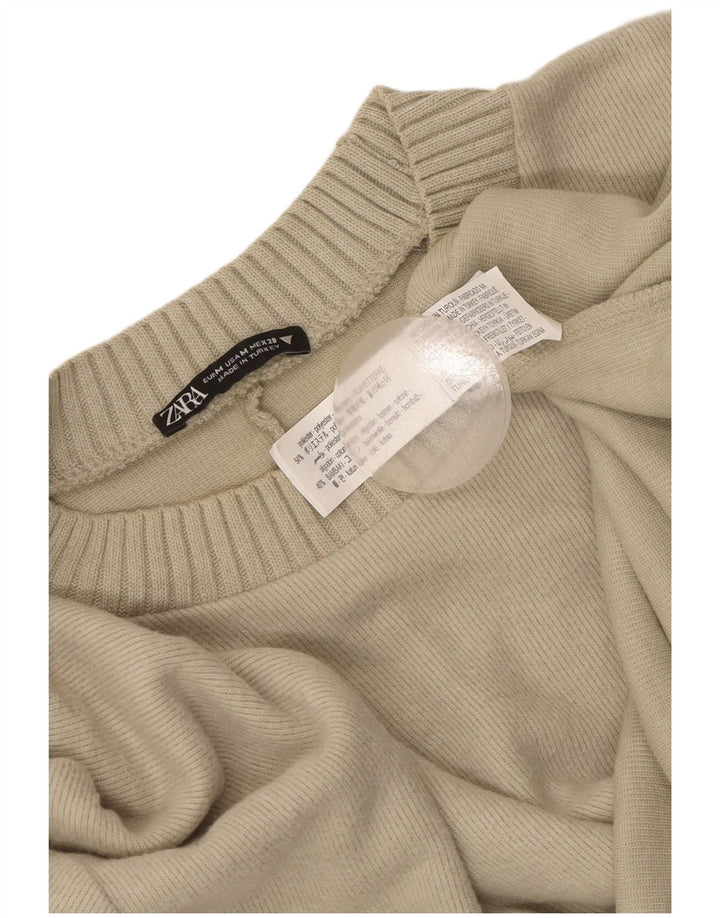 Suéter feminino Zara com gola canoa e gola redonda, poliéster bege médio 14