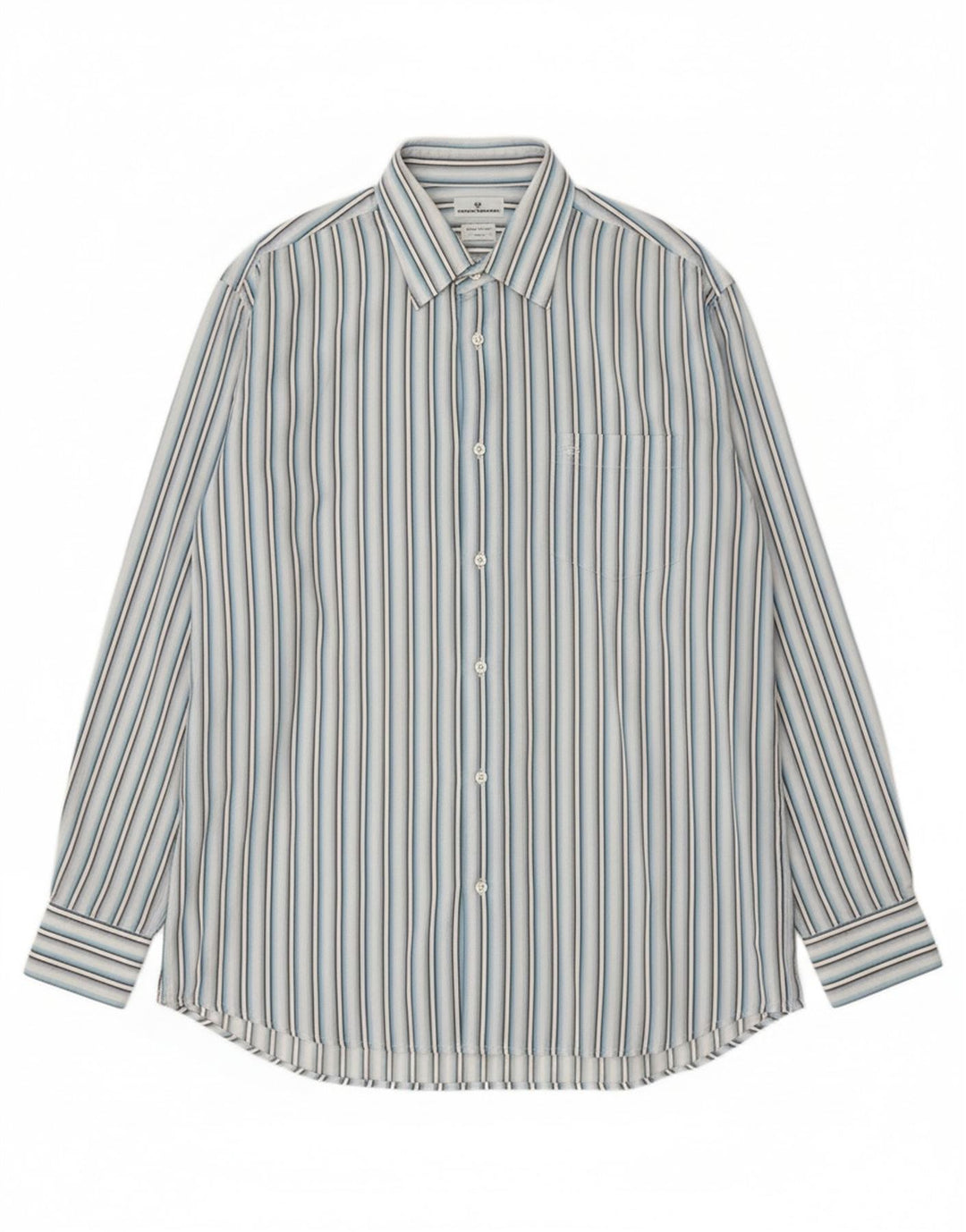Camisa masculina TOM TAILOR grande algodão listrado azul