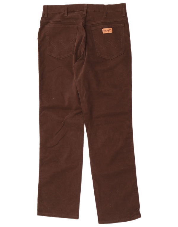 Wrangler Mens Texas Stretch Calça Casual Reta W34 L32 Algodão Marrom