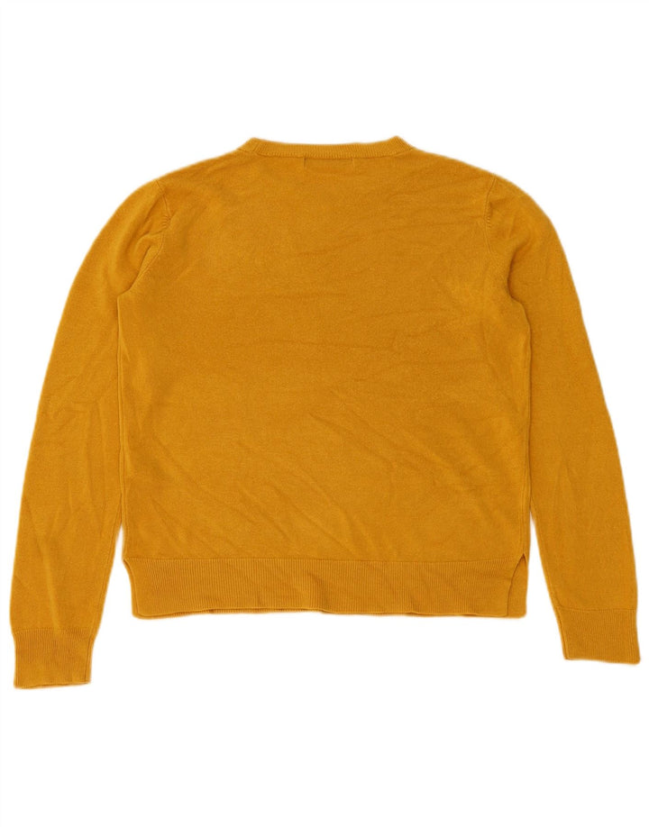 Suéter feminino Marks & Spencer com gola redonda Reino Unido 12 acrílico amarelo médio