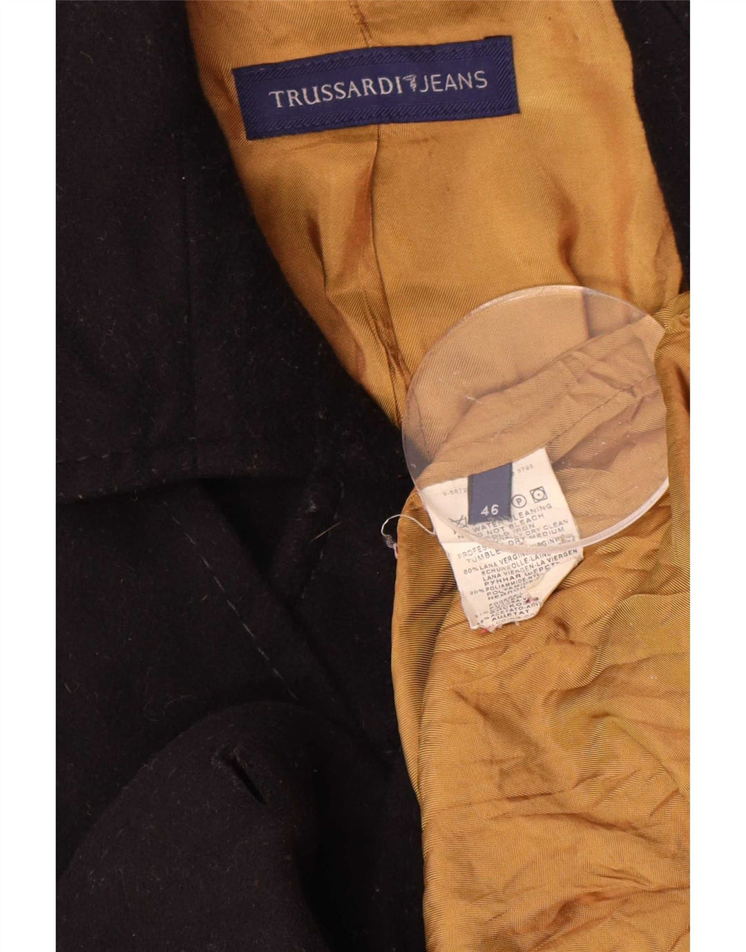Trussardi Jeans Jaqueta blazer feminina de 4 botões IT 46 grande lã azul marinho