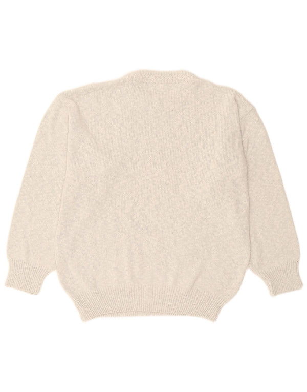 Suéter feminino vintage com gola redonda UK 18 XL cinza
