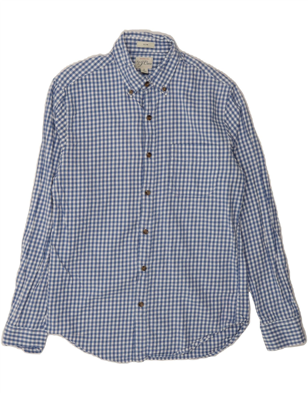 J. CREW Mens Slim Shirt Small Blue Gingham Cotton Vintage J. Crew and Second-Hand J. Crew from Messina Hembry 