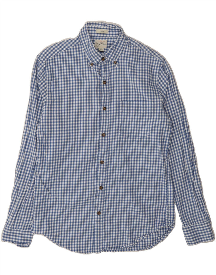 J. CREW Mens Slim Shirt Small Blue Gingham Cotton Vintage J. Crew and Second-Hand J. Crew from Messina Hembry 