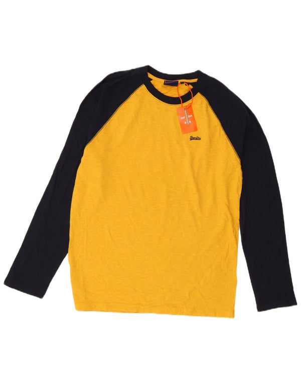 Superdry Mens Top Manga Longa Médio Amarelo Algodão Colourblock