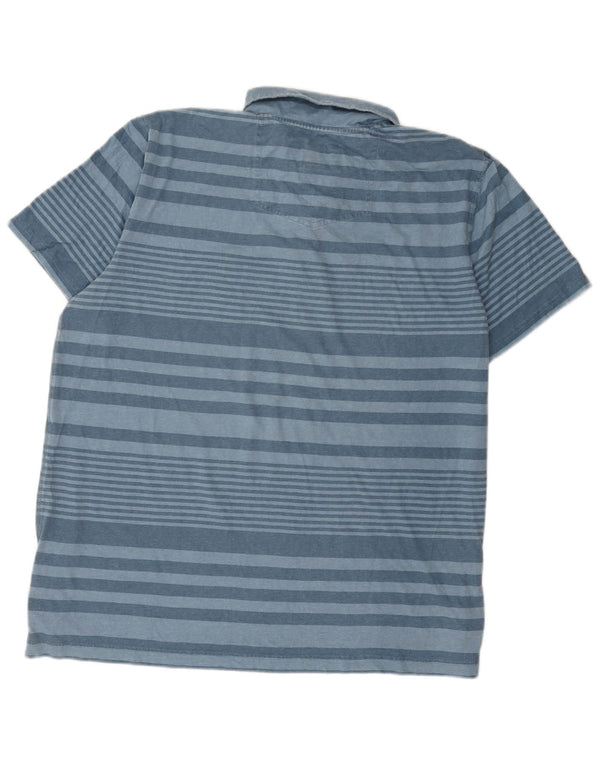 Camisa polo masculina Fat Face 2XL algodão listrado azul