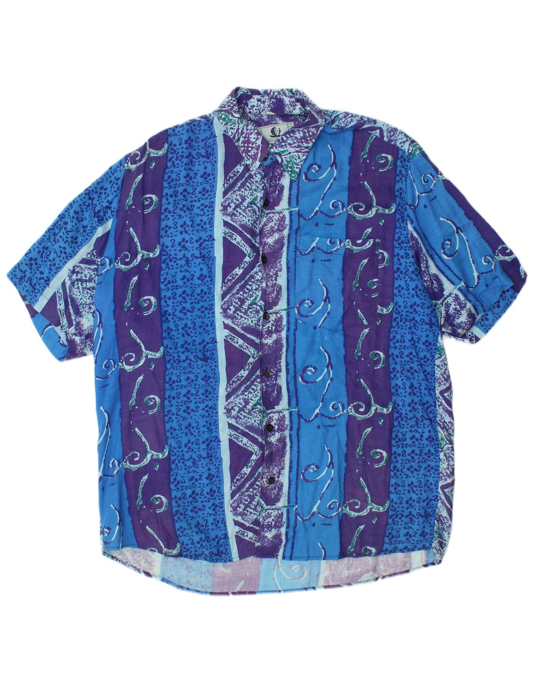 Camisa masculina de manga curta Collins azul médio paisley viscose