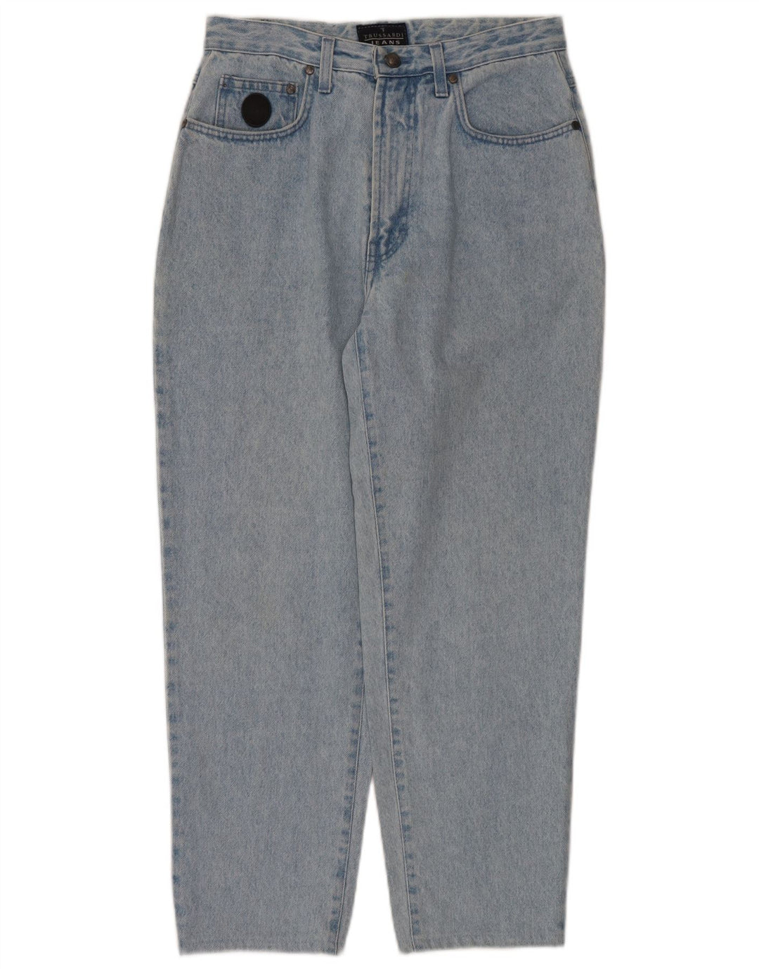 Jeans TRUSSARDI feminino 120 Tapered IT 47 grande W33 L27 algodão azul