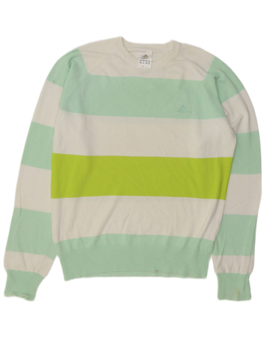 ADIDAS Suéter masculino com gola redonda, grande algodão listrado multicolorido