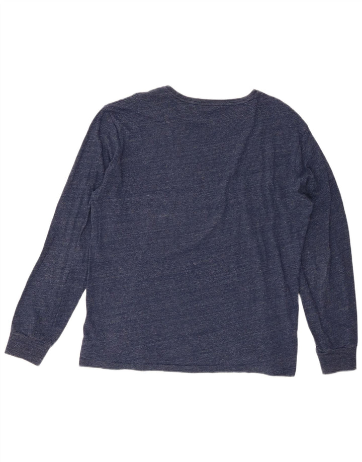 Top masculino RALPH LAUREN de manga comprida grande algodão manchado azul marinho