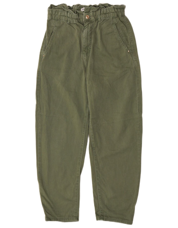 Zara Womens High Waist Tapered Jeans EU 36 XS W26 L27 Green