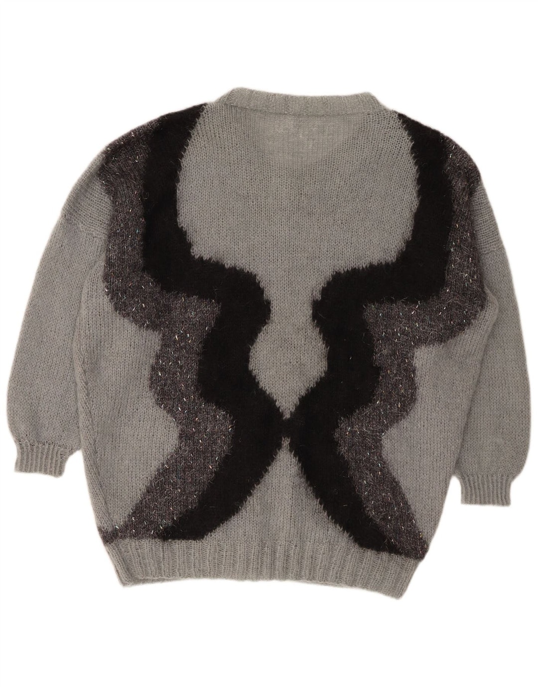 Suéter cardigã feminino VINTAGE UK 20 2XL cinza colorblock