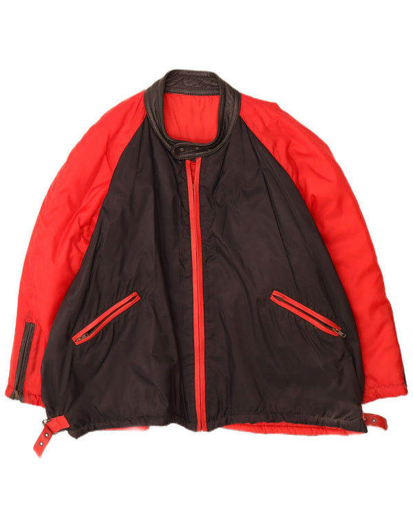 Jaqueta bomber masculina vintage UK 42 XL poliamida colorblock vermelha
