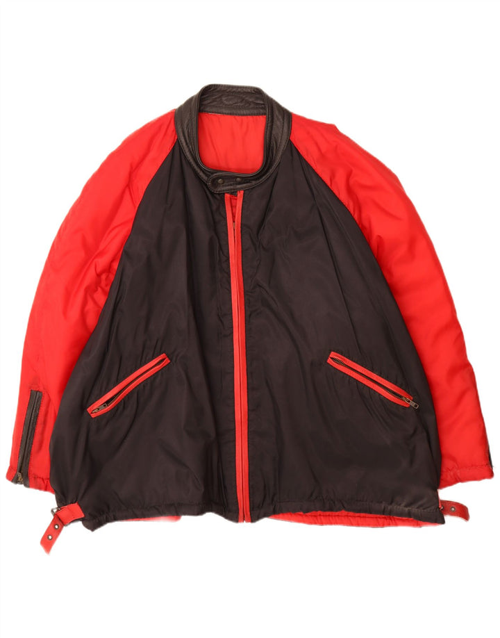 Jaqueta bomber masculina vintage UK 42 XL poliamida colorblock vermelha