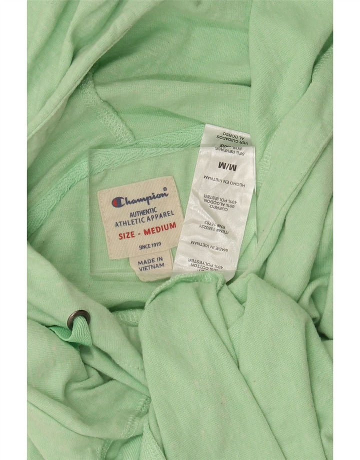 CHAMPION Womens Graphic Hoodie Jumper UK 14 Medium Green Cotton Vintage Champion and Second-Hand Champion from Messina Hembry 