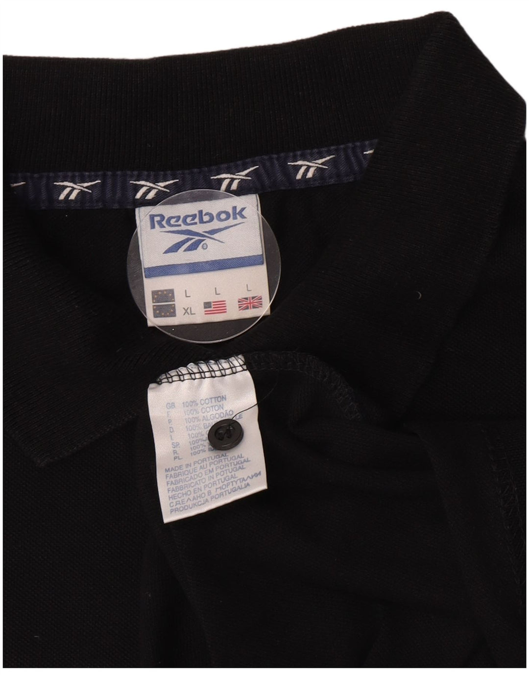Camisa polo masculina Reebok grande algodão preto