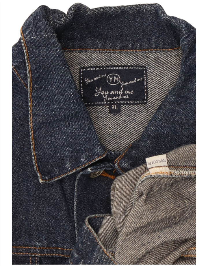 VINTAGE Mens Denim Jacket UK 42 XL Navy Blue Cotton