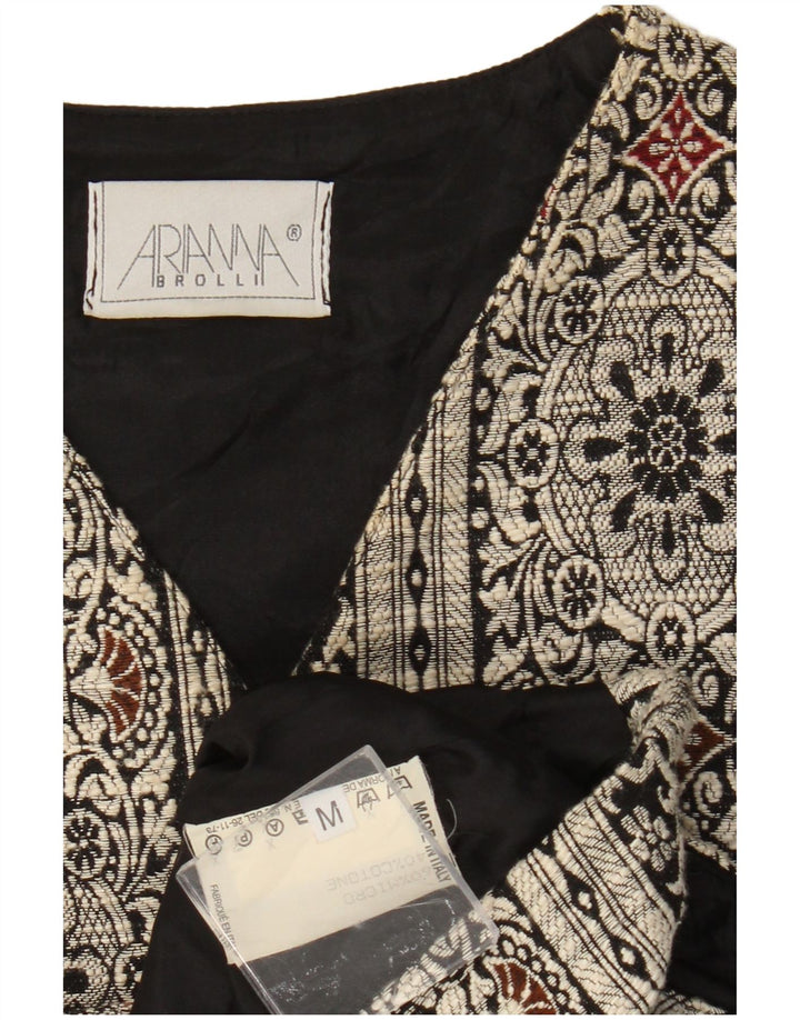 Colete feminino Arianna Reino Unido 14 microfibras Paisley preto médio