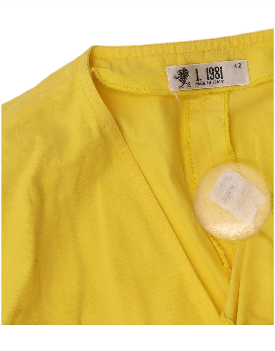 Cardigan feminino vintage de manga curta IT 42 algodão amarelo médio
