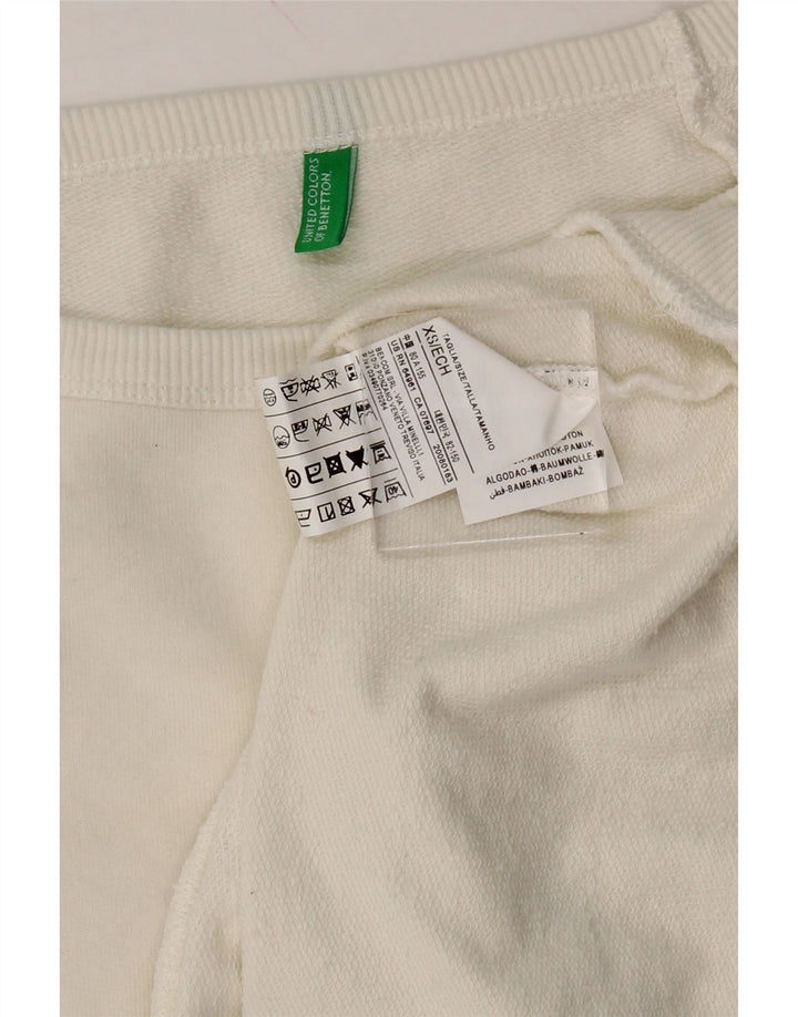 BENETTON Womens Sweatshirt Jumper UK 6 XS Off White Cotton Vintage Benetton and Second-Hand Benetton from Messina Hembry 