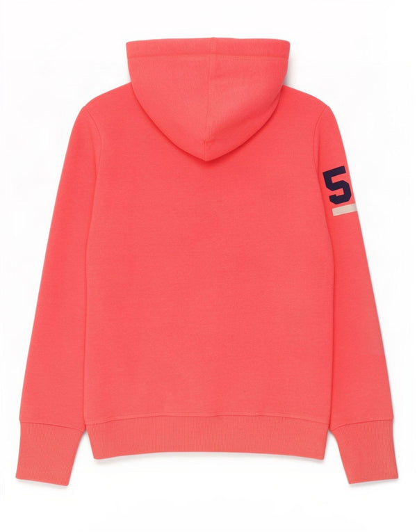 Suéter com capuz gráfico feminino Superdry UK 14 algodão rosa médio