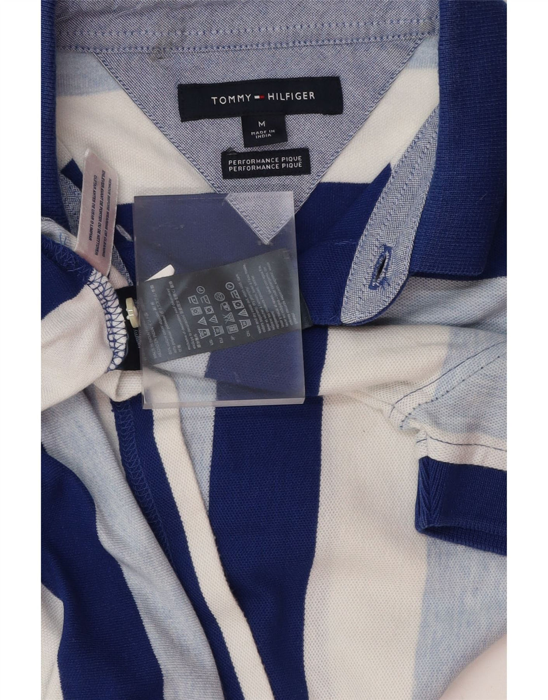 Camisa polo masculina TOMMY HILFIGER algodão listrado azul médio