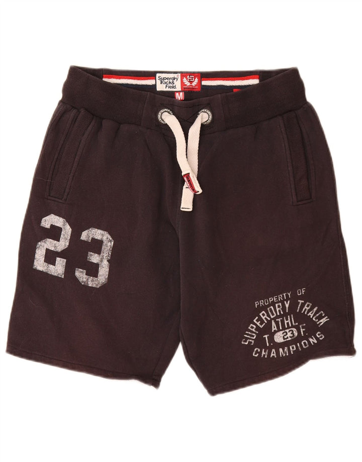 Shorts esportivos gráficos femininos SUPERDRY UK 12 algodão cinza médio