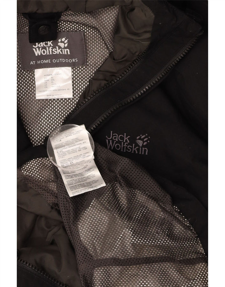 Jaqueta de chuva feminina com capuz JACK WOLFSKIN UK 18/20 XL poliamida preta