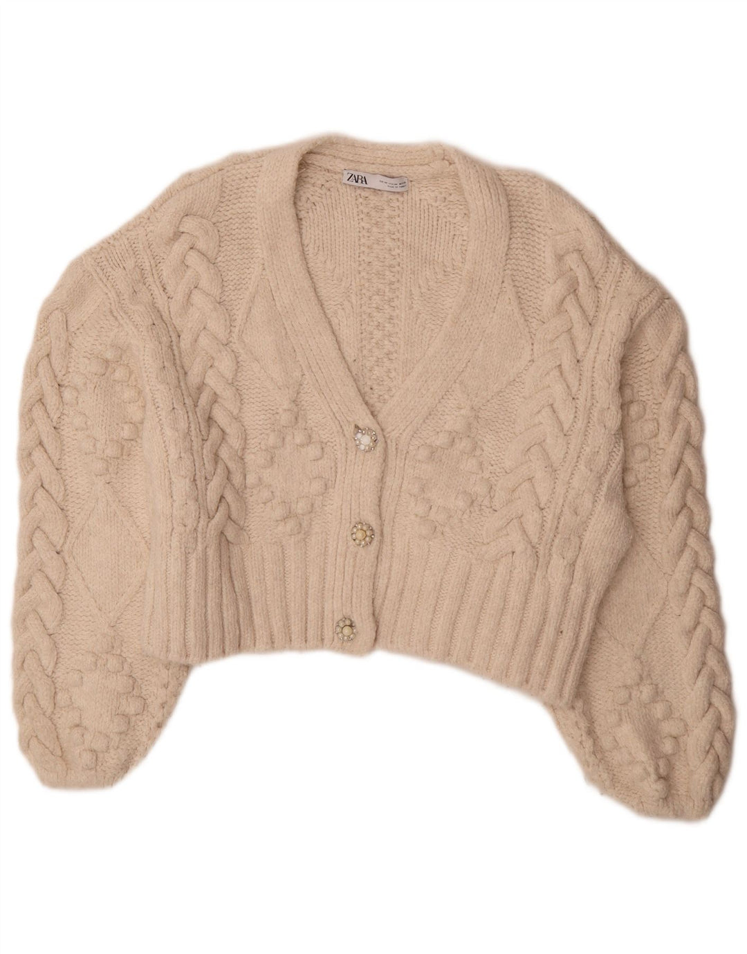 Zara Suéter feminino oversized UK 14 Médio Off White Acrílico