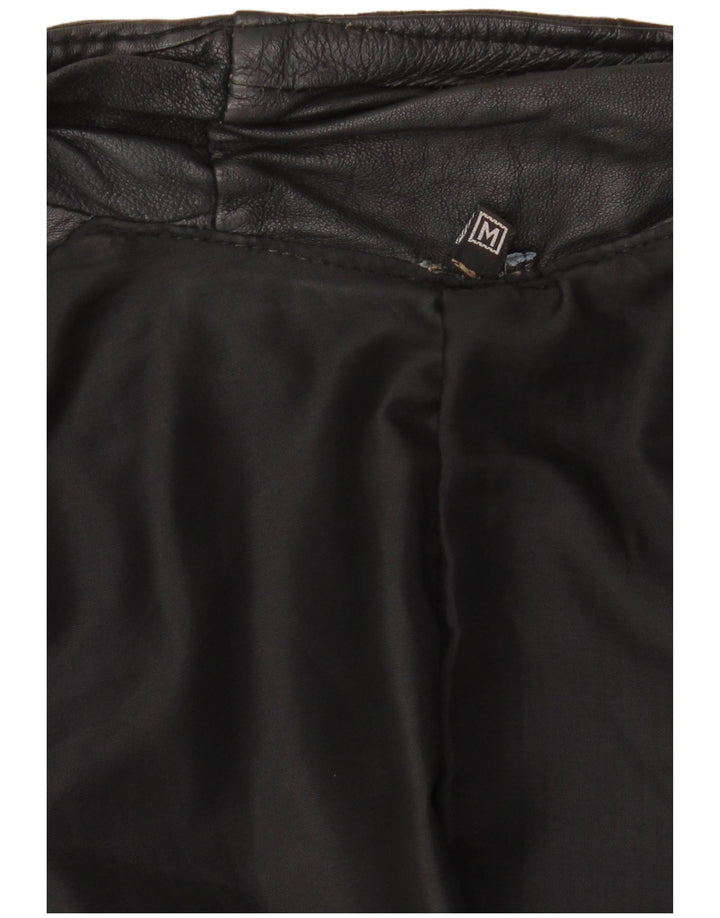 Colete de couro masculino VINTAGE UK 38 patchwork preto médio