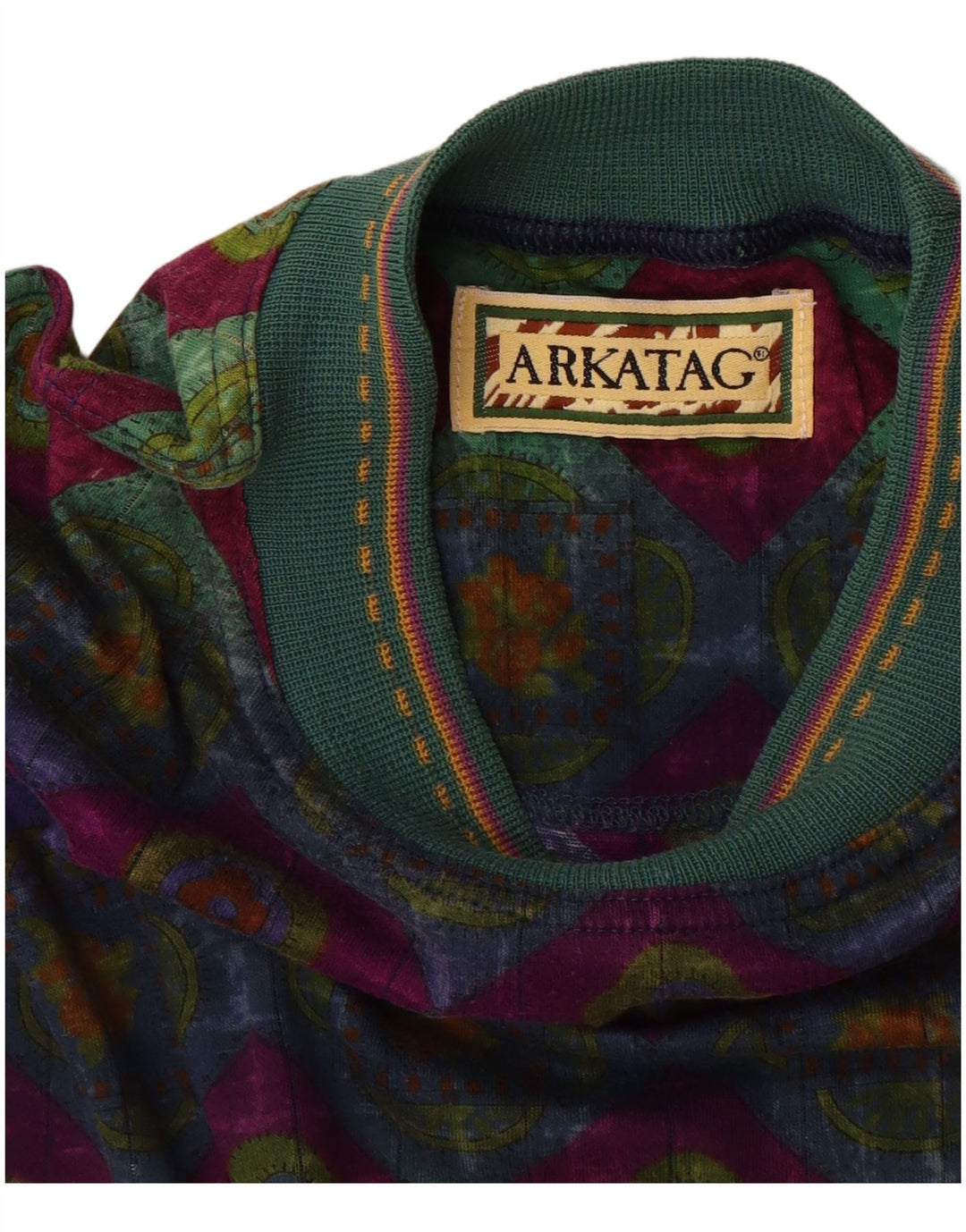 Camiseta gráfica masculina vintage grande geométrica multicolorida