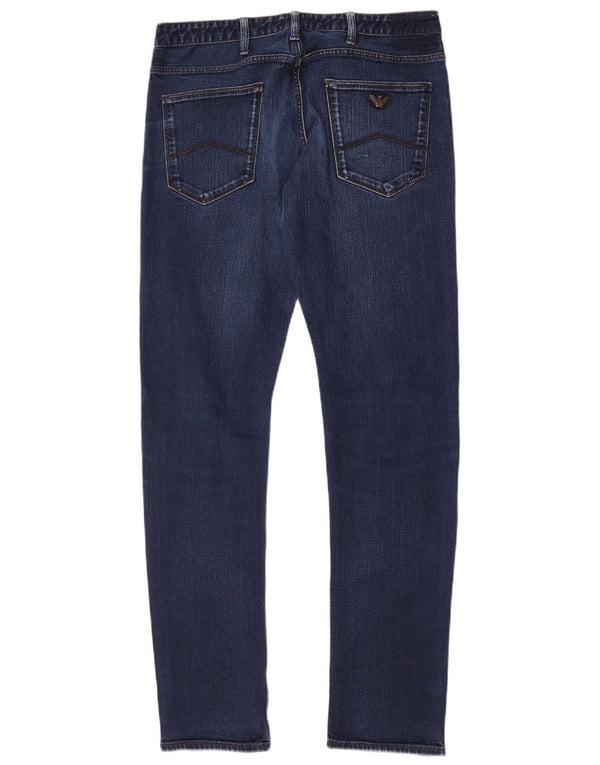 Armani Mens Slim Jeans W32 L32 Azul Marinho Algodão