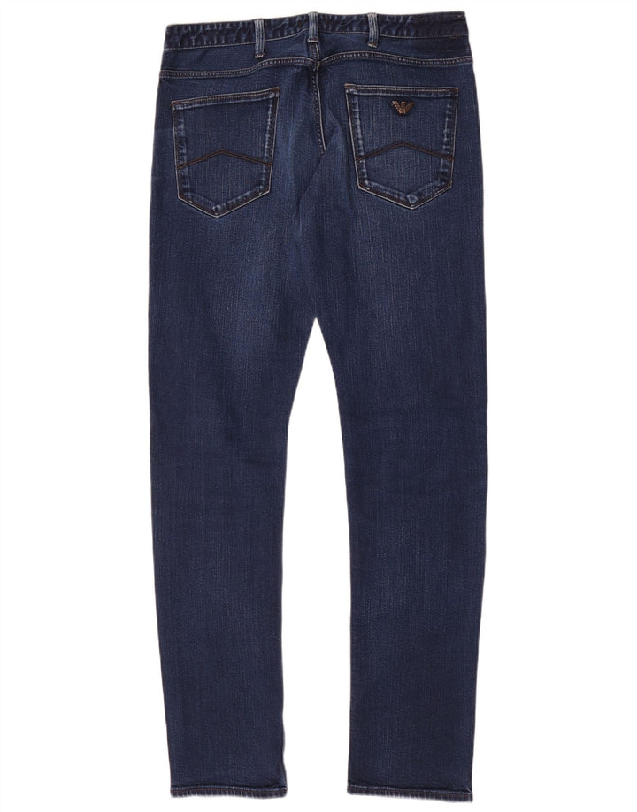 Armani Mens Slim Jeans W32 L32 Azul Marinho Algodão