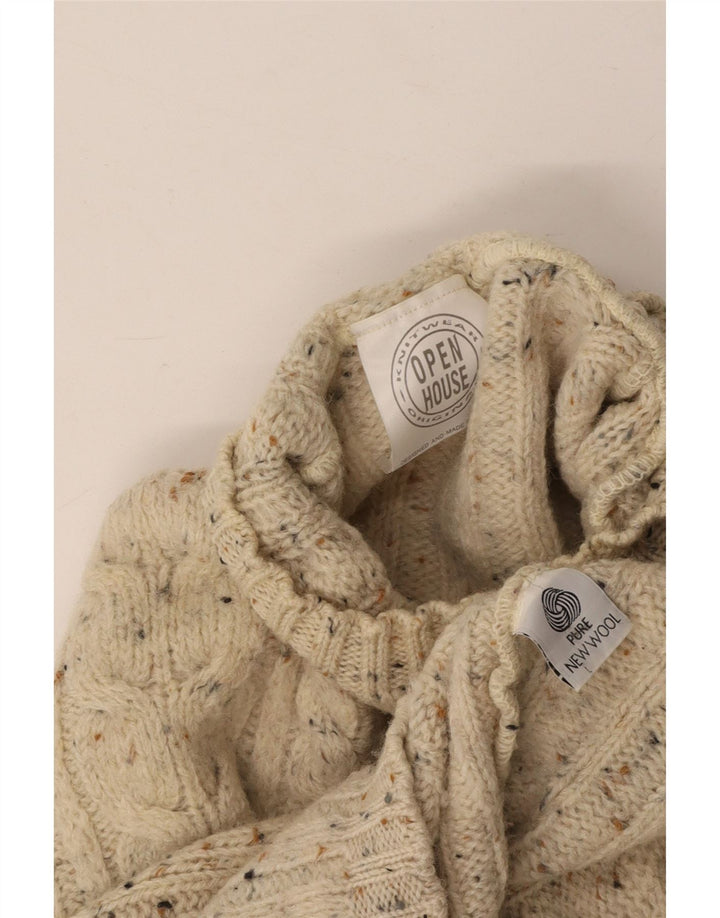 Suéter feminino VINTAGE com gola tartaruga Reino Unido 18 XL branco manchado