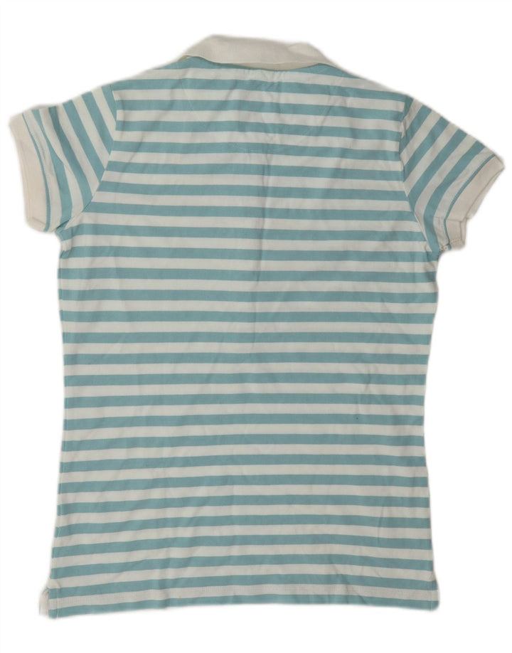 Camisa polo feminina Slam UK 14 algodão listrado azul médio